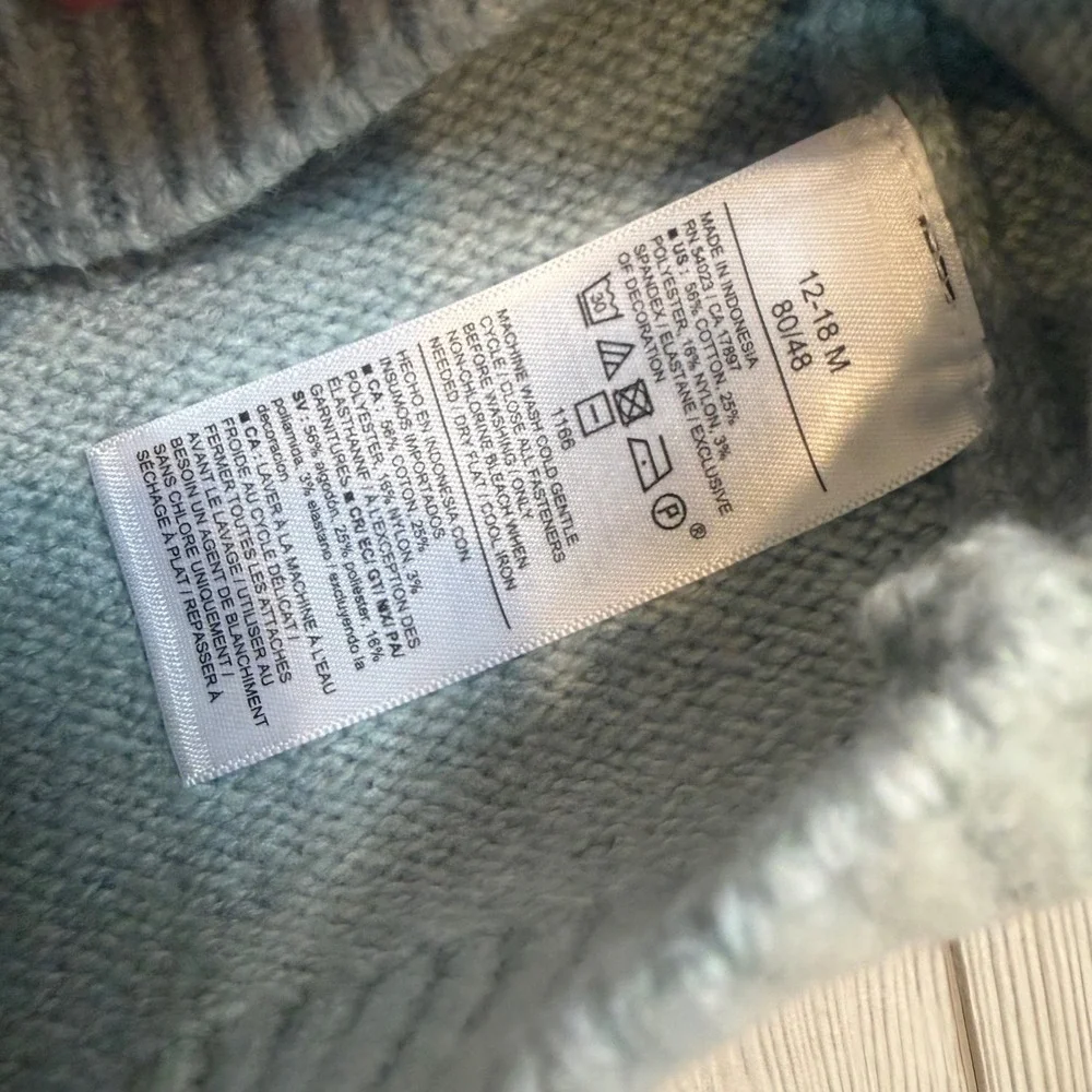NWT Old Navy X Eeyore Cardigan Embroidered Sweater Sage 12-18M